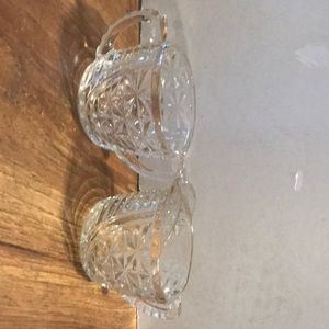 Vintage lovely crystal cut glass 2 pc creamer n sugar set. Perfect condition